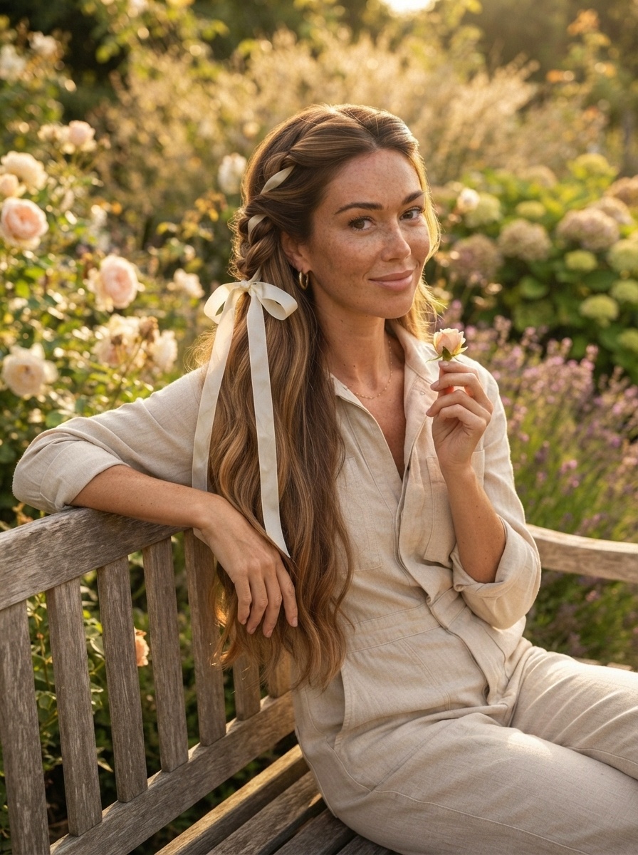Ribbon Half-Up Hairstyle