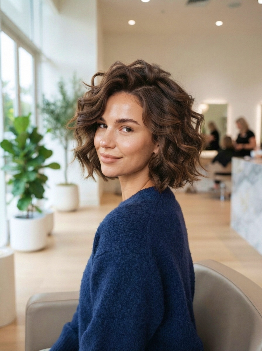 Layered Short Hairstyle with Soft Curls