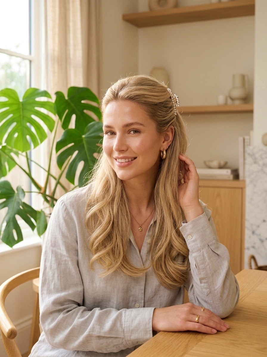 Half-Up Champagne Hairstyle