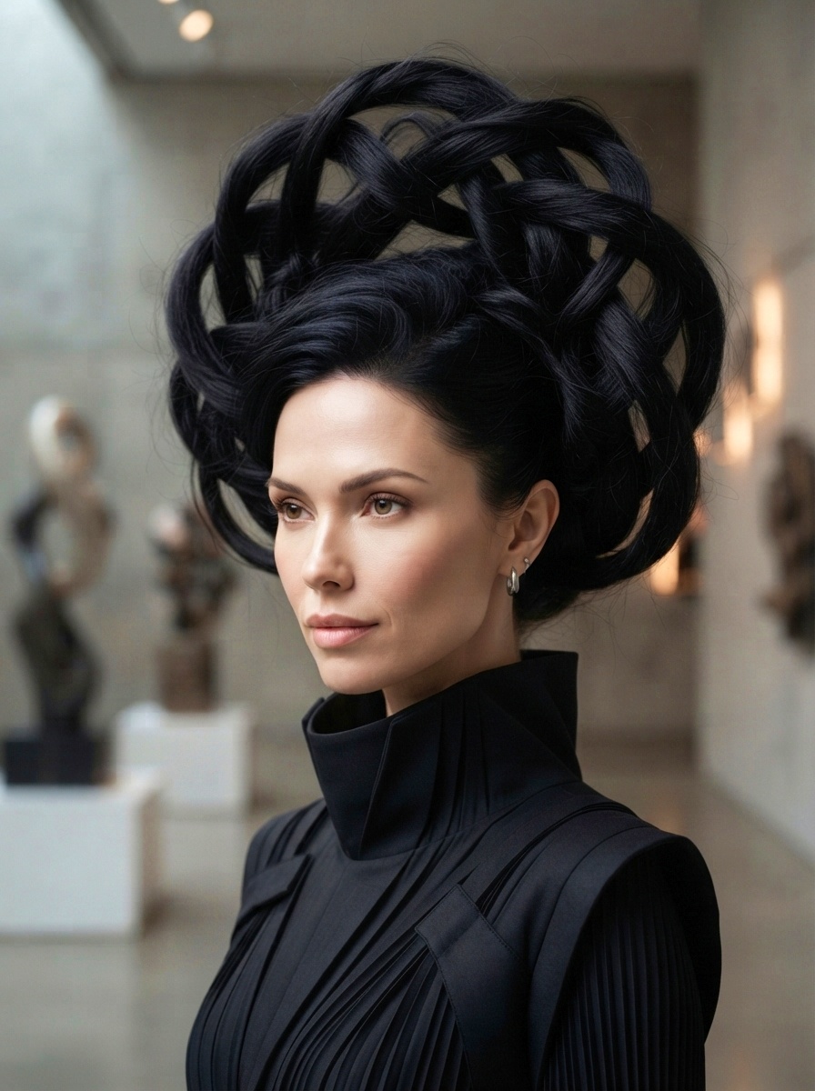 Sculpted Avant-Garde Halo Hairstyle