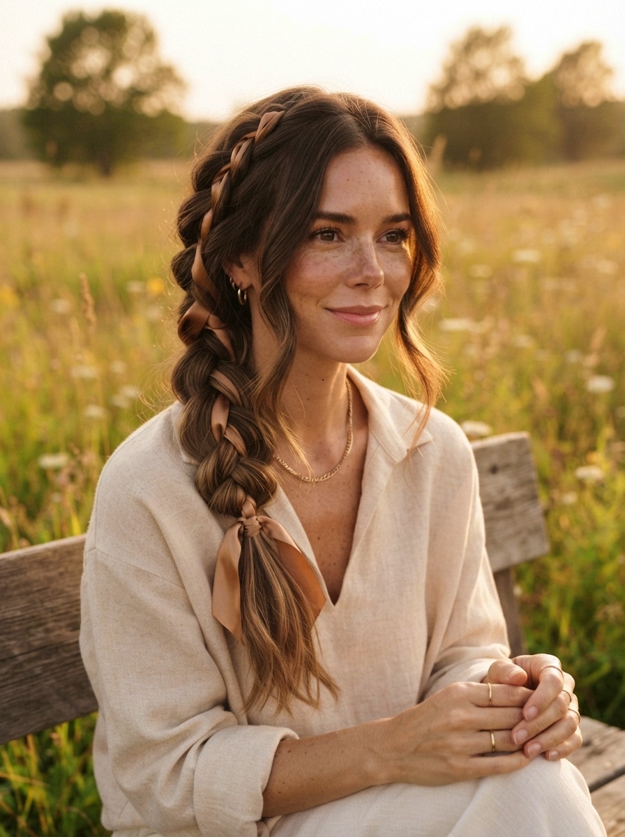 Ribbon Braid Layered Hair