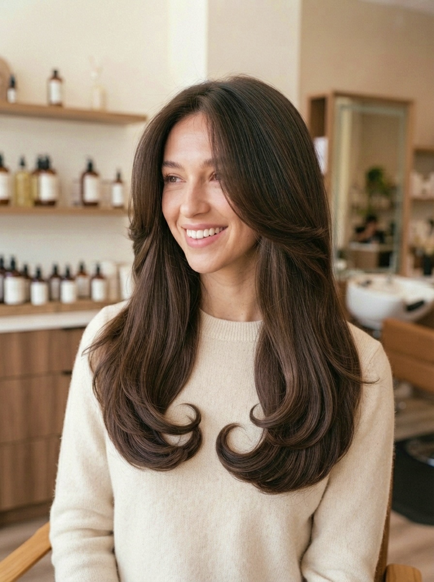 Long Straight Hair with Soft Curved Ends