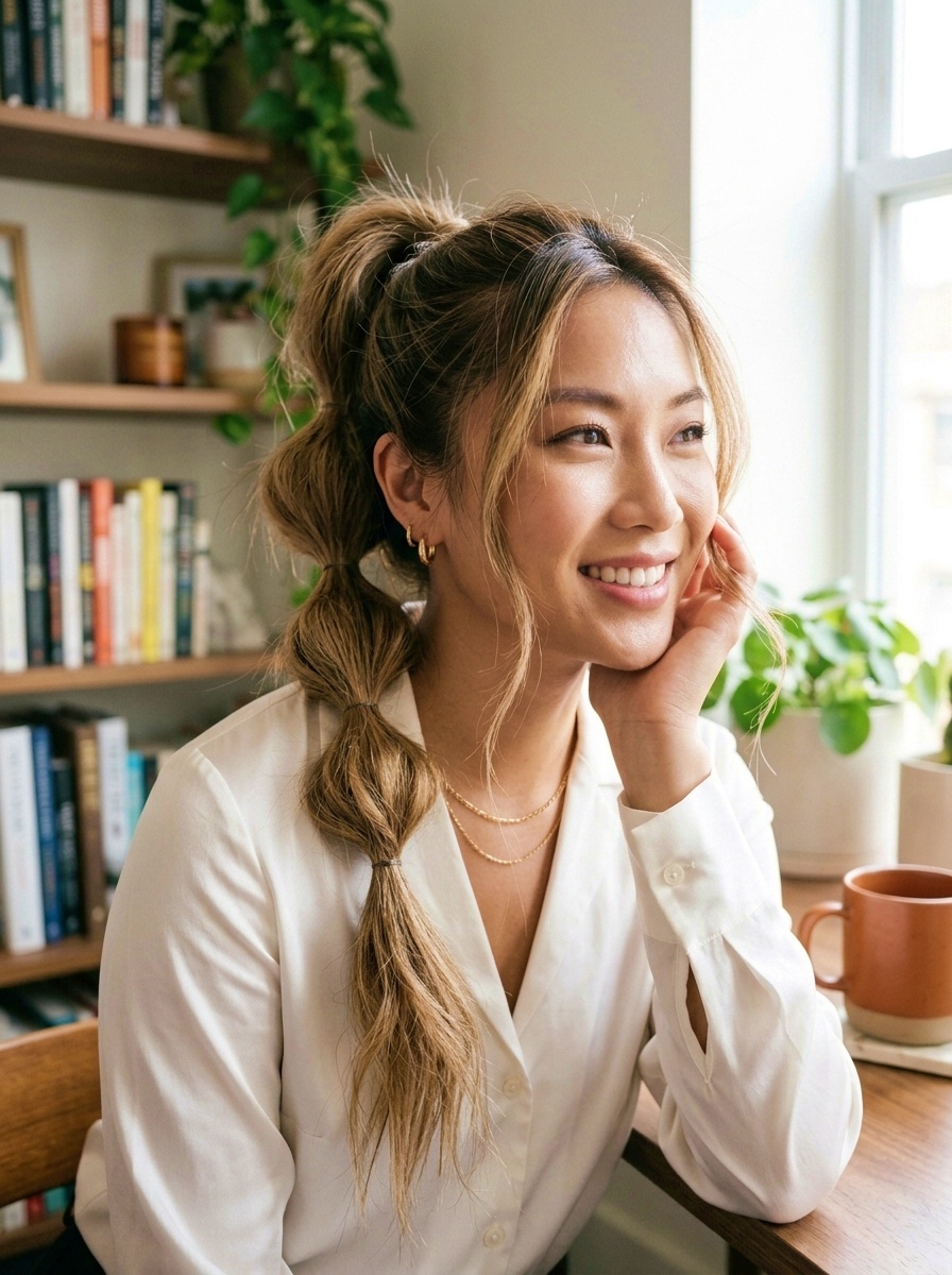 Messy Bubble Ponytail Hairstyle Tutorial