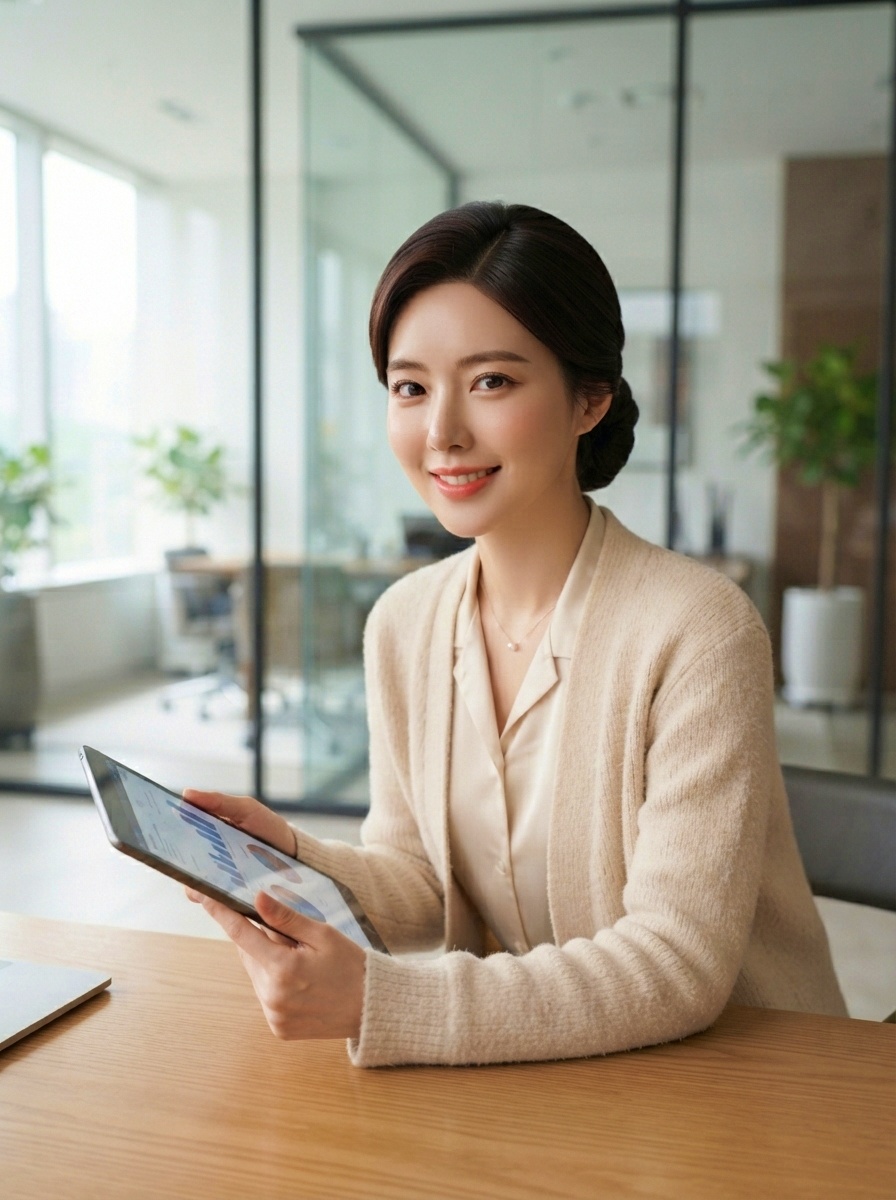 Minimalist Korean Office Low Bun