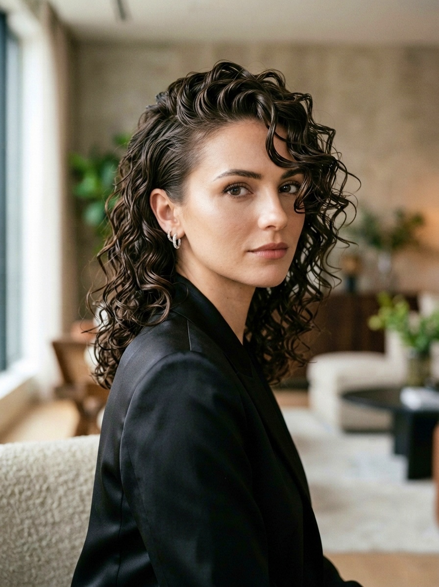 Wet Look Curly Hairstyle