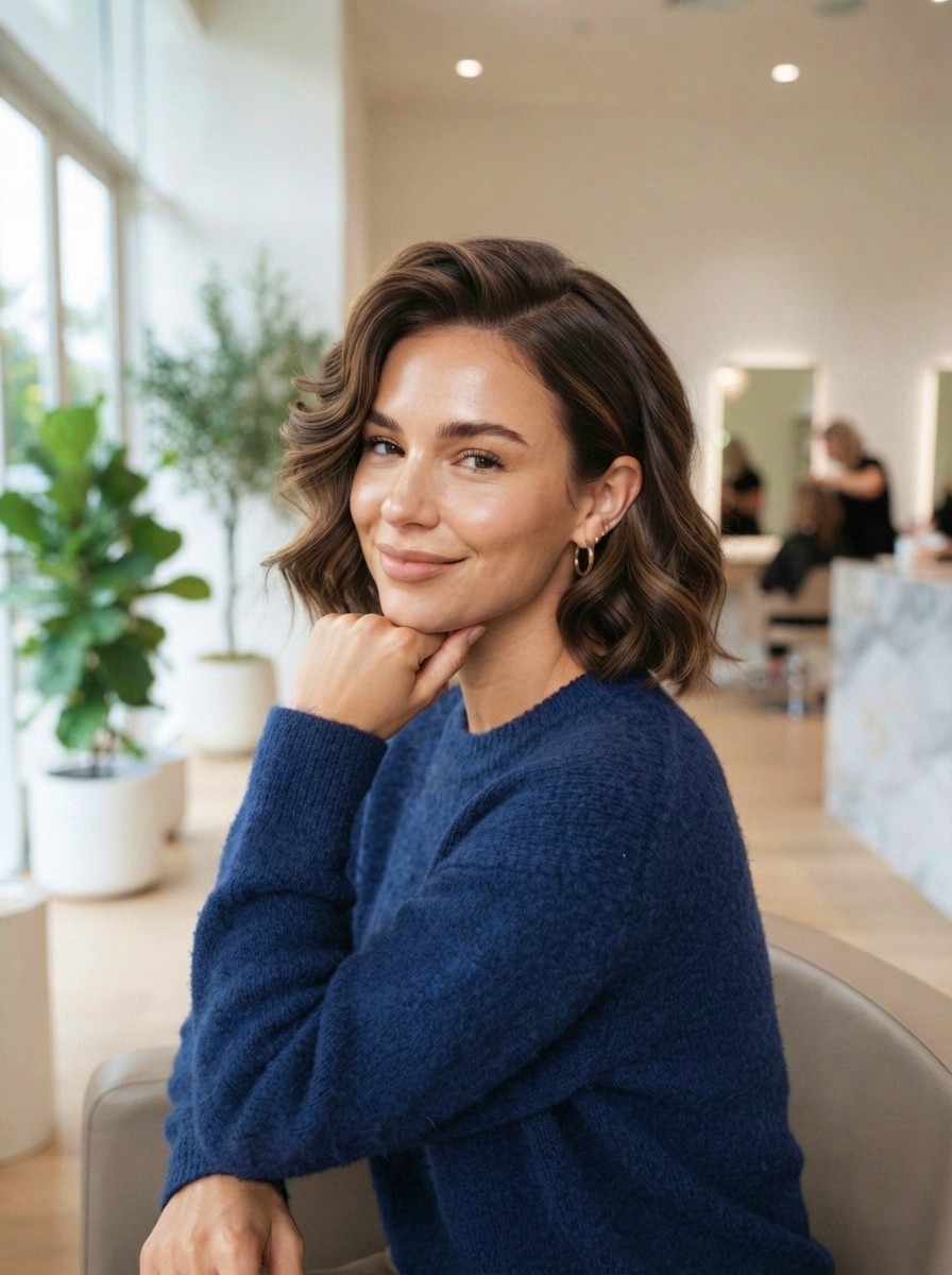 Short Lob Hairstyle with Soft Curls