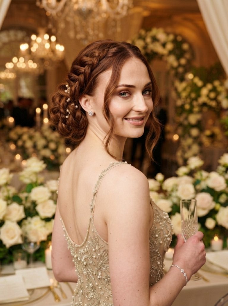 Side Braided Low Bun for Formal Engagement