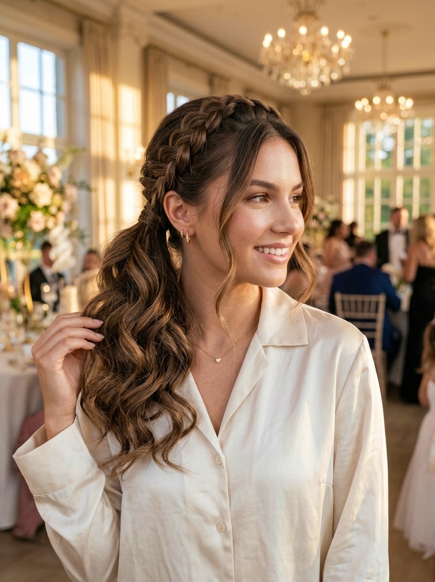 Side Ponytail with Braided Crown