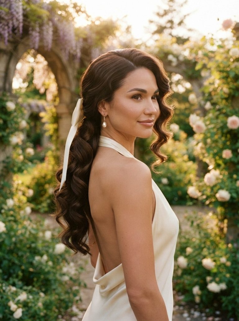 Side Ponytail with Ribbon Accent