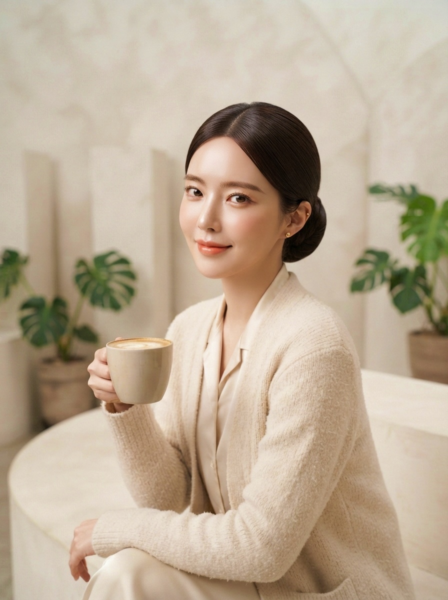 Sleek Glass Hair Korean Low Bun