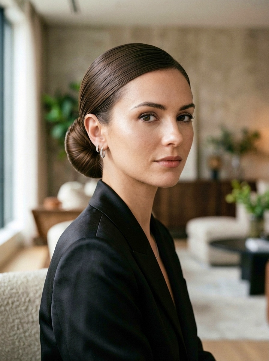 Sleek Wet Look Low Bun