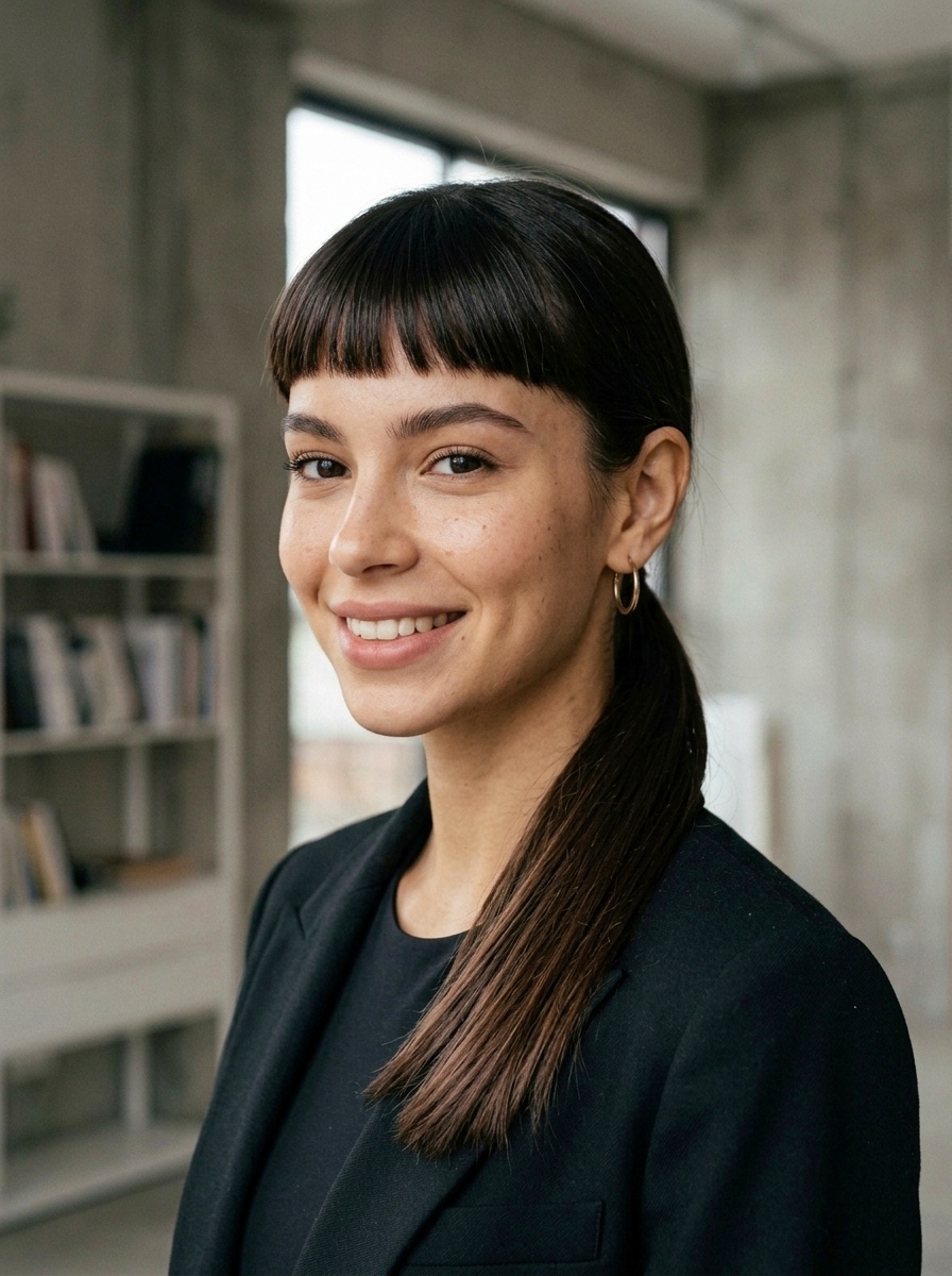 Sleek Ponytail with Micro Fringe