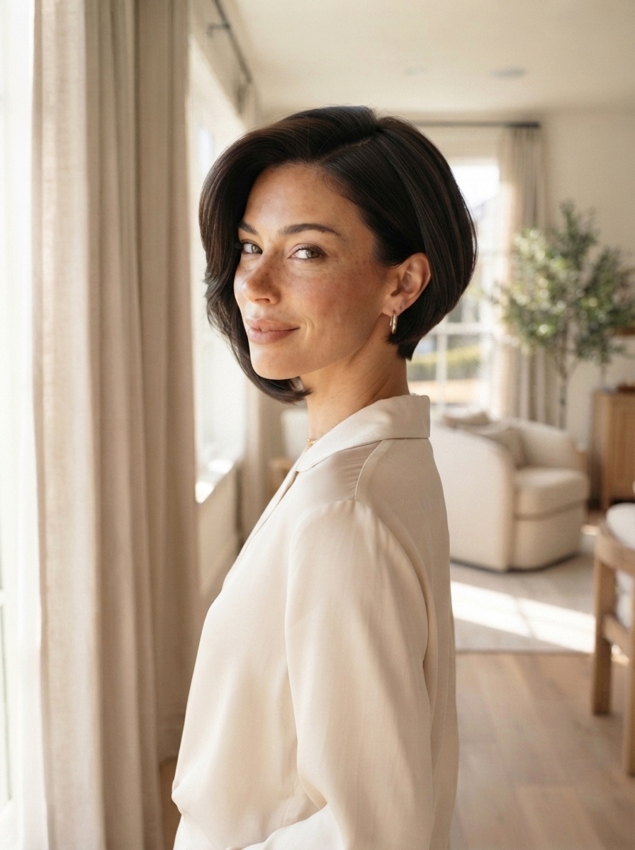 Sleek Polished Sculpted Short Hairstyle