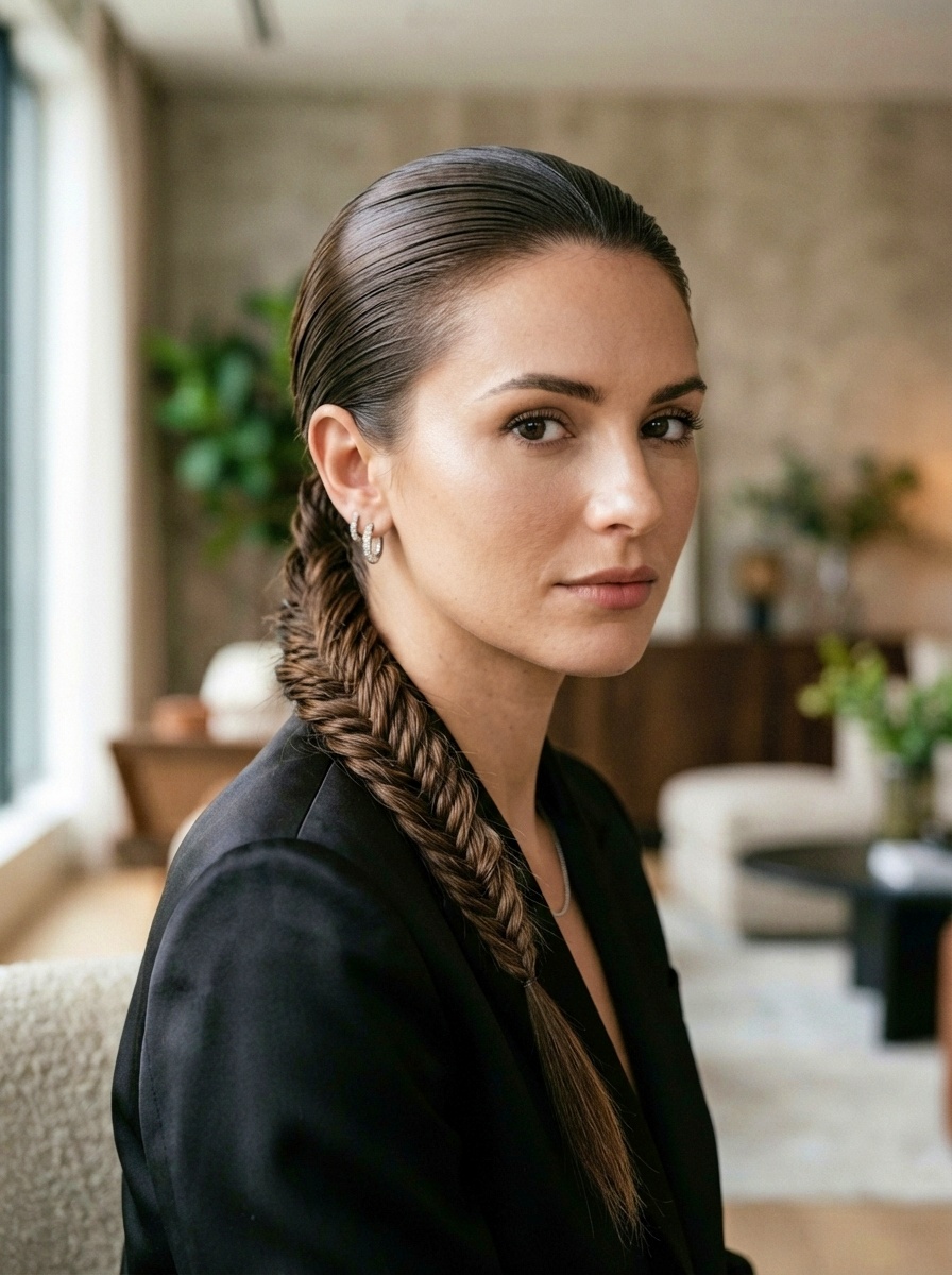 Wet Look Braided Ponytail
