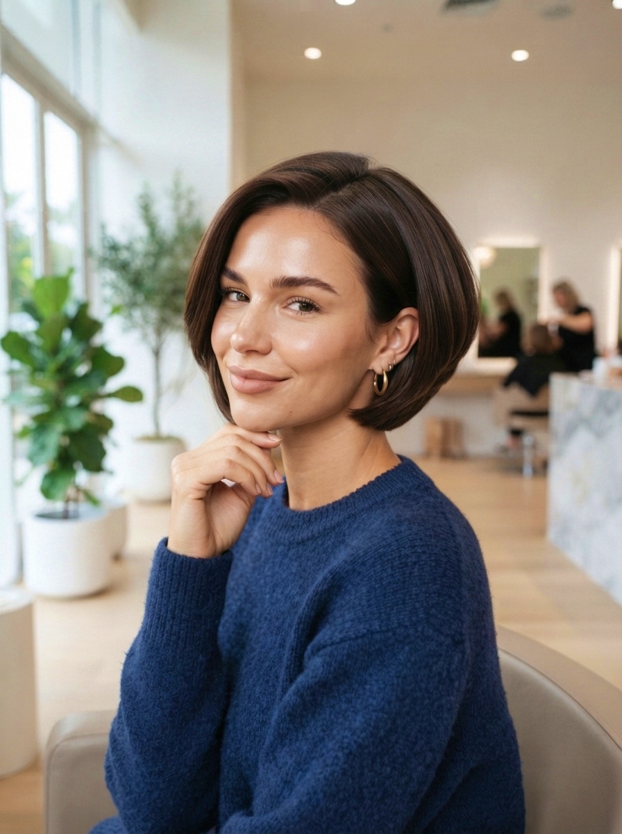 Stacked Short Hairstyle with Soft Curls
