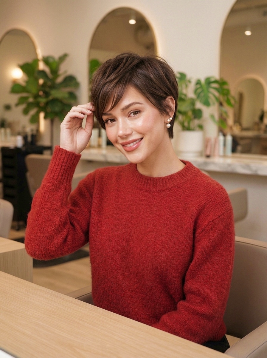 Textured Pixie Short Layered Hairstyle for Women