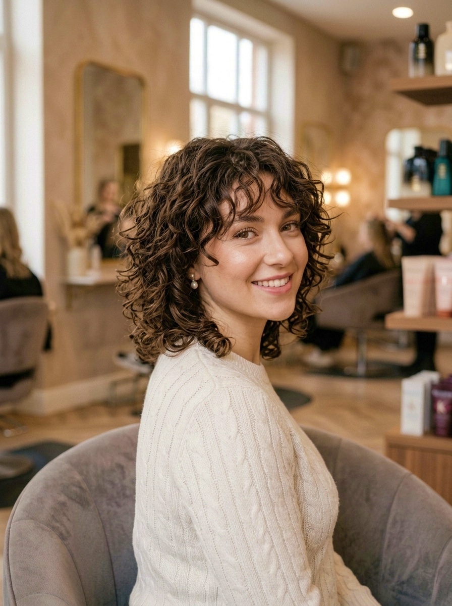 Thick Shoulder Length Curly Hairstyle