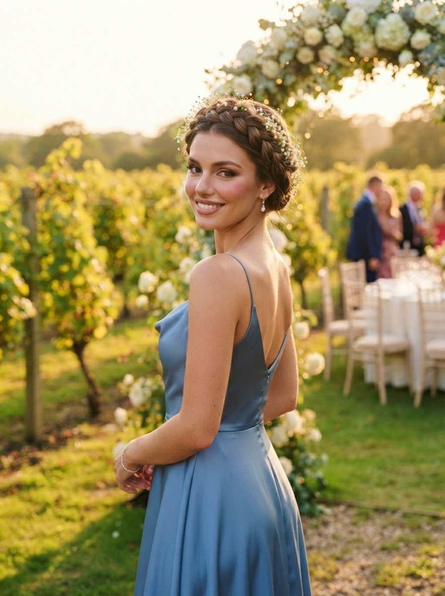Wedding Guest Hairstyle for Long Hair with Crown Braid