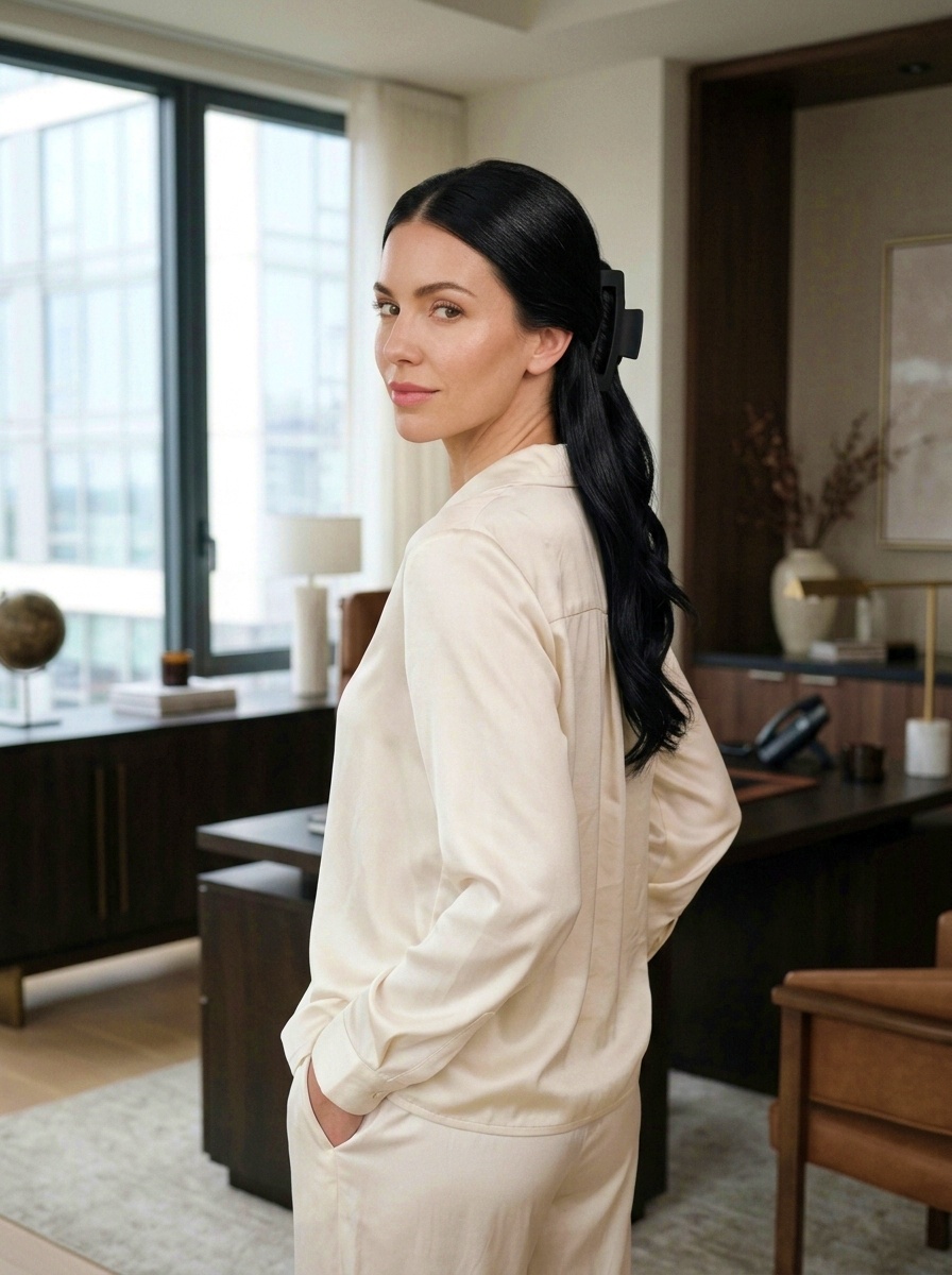 Sleek Low Claw Clip Hairstyle