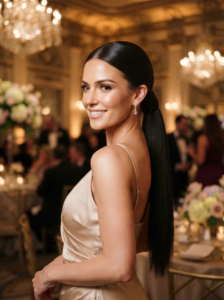 Sleek Formal Ponytail for Long Hair