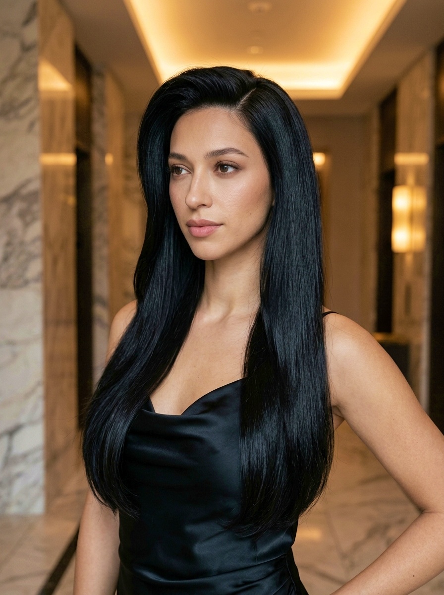 Side Part Long Straight Hair