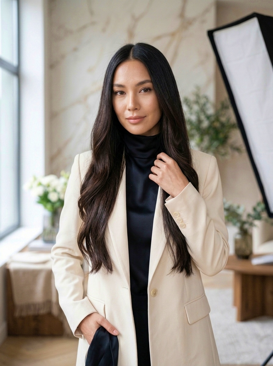 Center Part Editorial Hairstyle