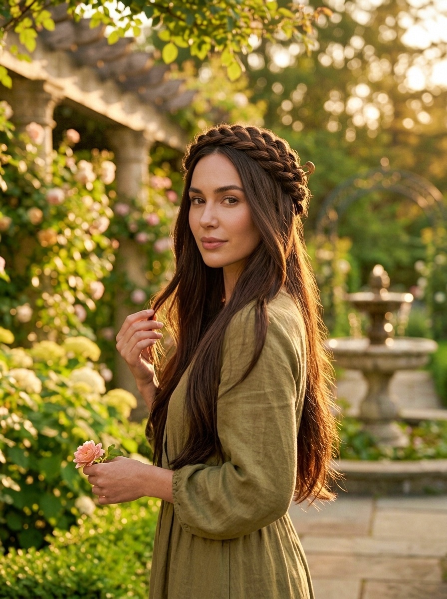 Twisted Crown Glossy Hairstyle