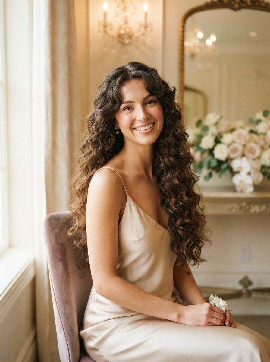 Romantic Loose Hairstyles for Long Curly Hair