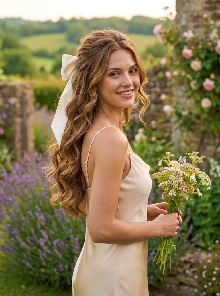 Long Hair with Soft Curls and Ribbon