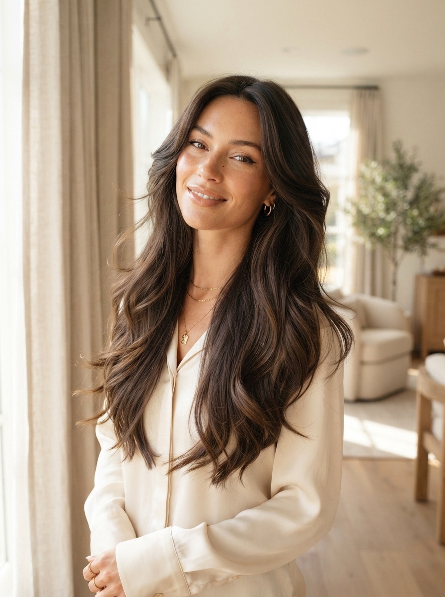 Sculpted Long Layered Waves