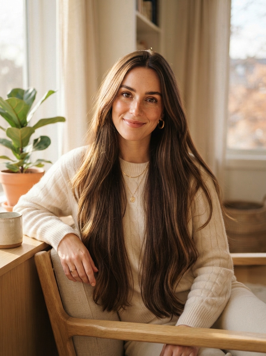 Long Mocha Hair with Invisible Layers