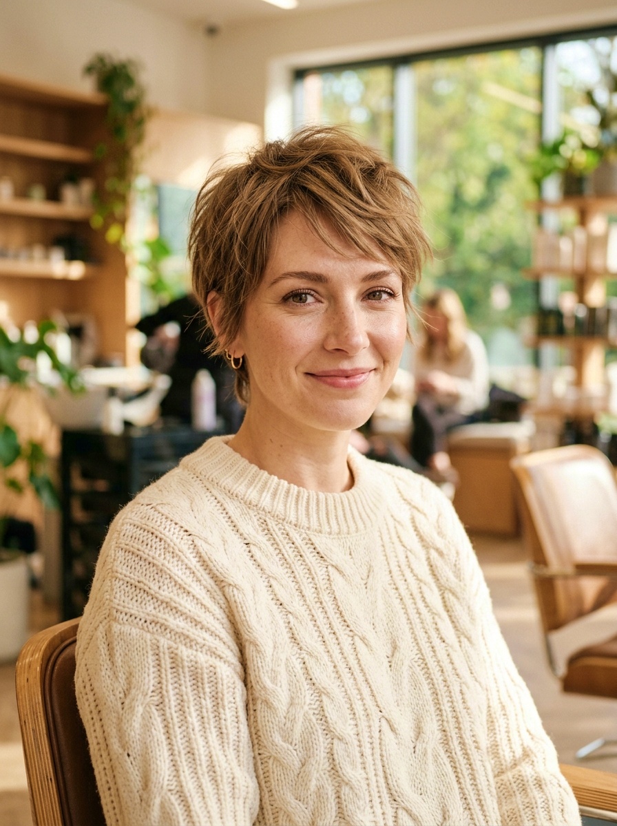 Feathered Pixie for Fine Textured Hair