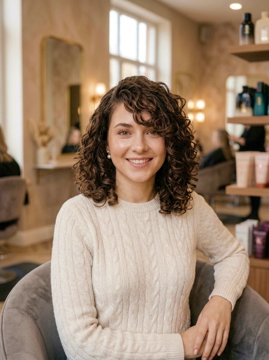 Face-Framing Shoulder Length Curly Hairstyle