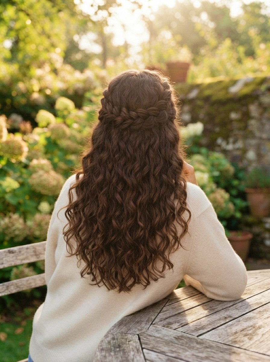 Waterfall Braid Curly Hairstyle