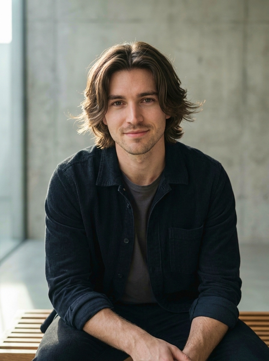 Modern Long Curtain Hairstyle for Men