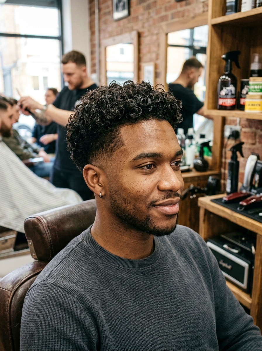 Curly-Wavy Taper Haircut for Men