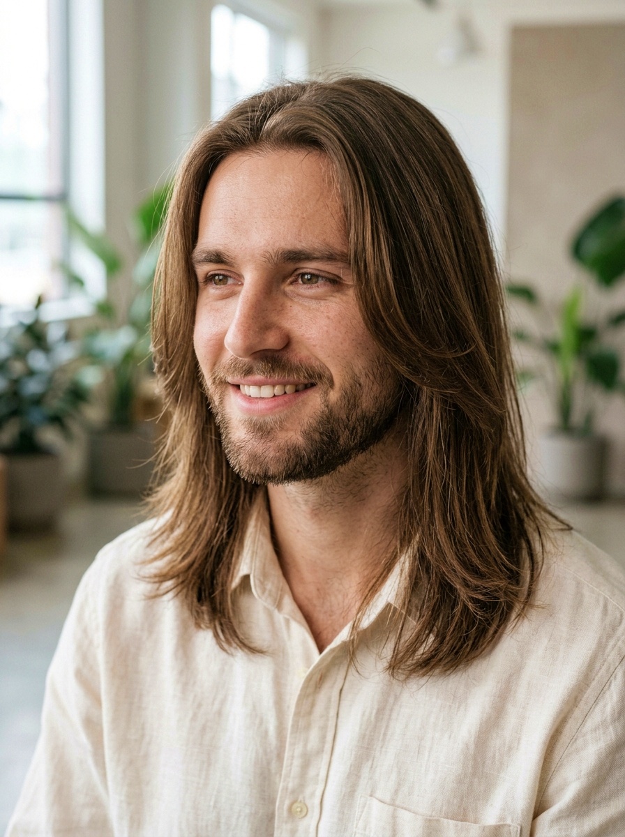 Long Straight Layered Flow for Men