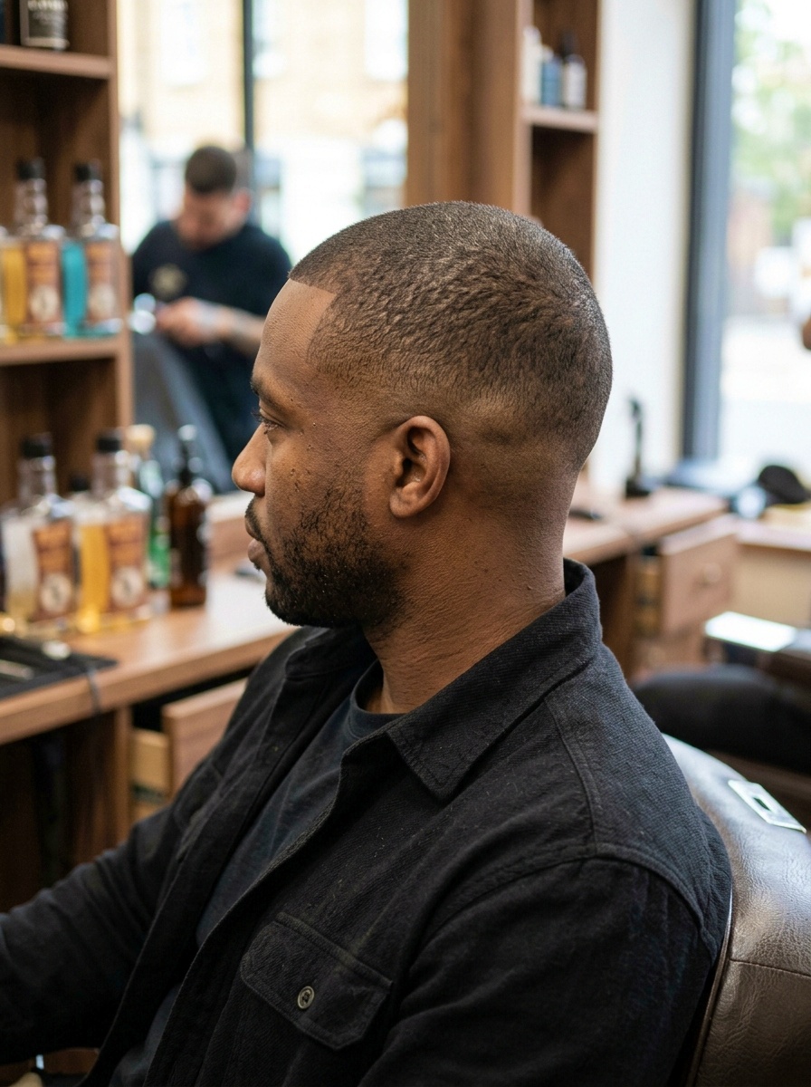 Precision Drop Fade Buzz Haircut