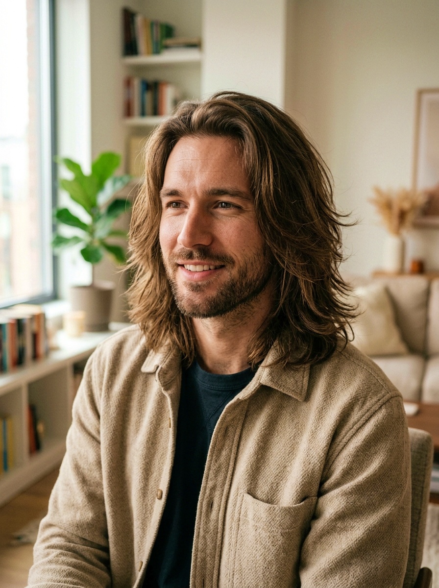 Natural Layered Long Hair for Men