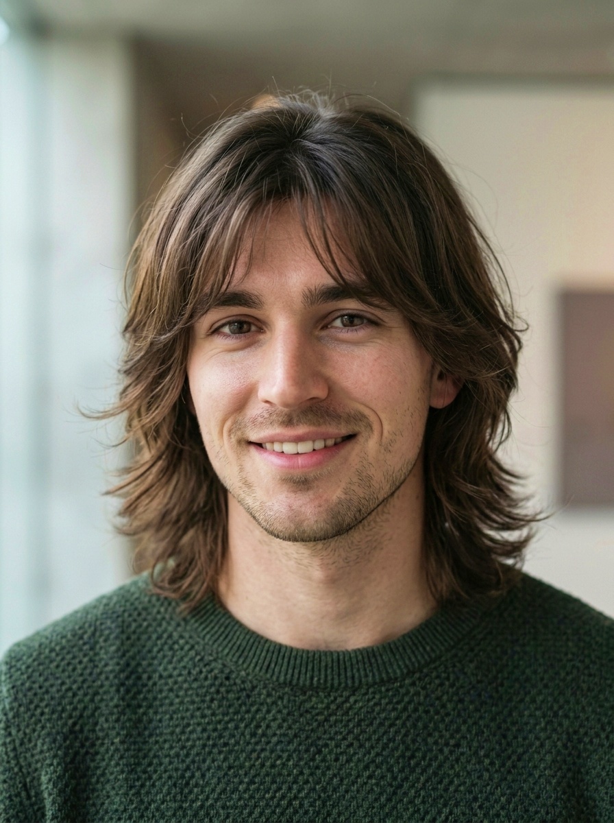 Long Layers with Wispy Fringe for Men