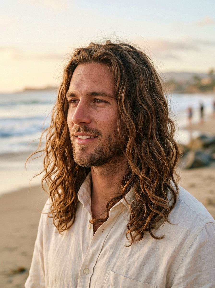 Men's Natural Long Beach Waves