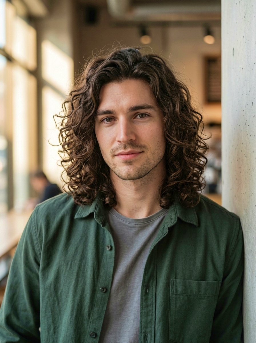 Modern Long Curly Layers for Men