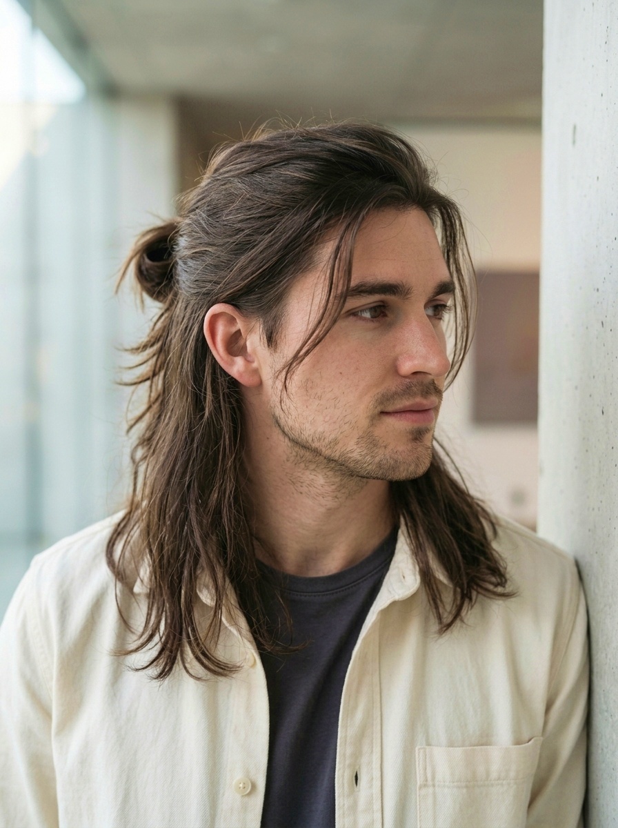 Modern Long Layered Half-Up Hairstyle