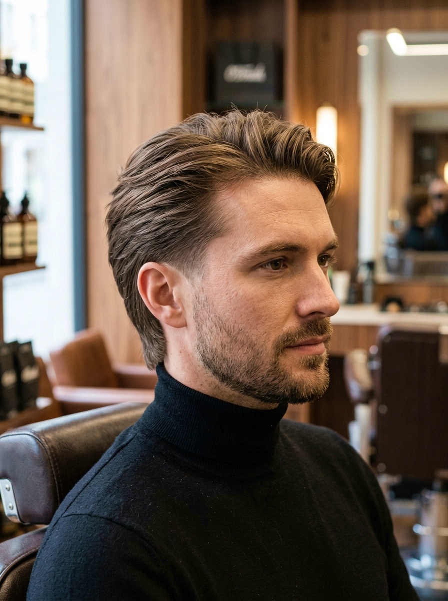 Modern Elegant Brushed-Back Haircut