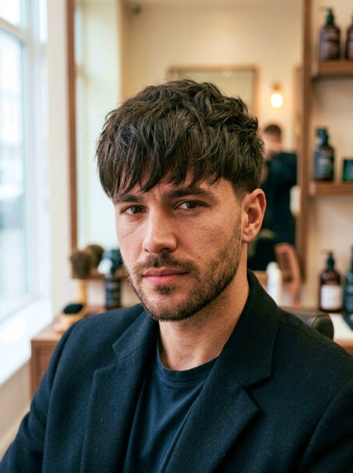Modern Layered Fringe Men's Hair