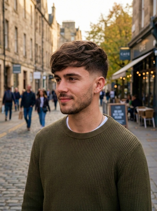 Modern Swept Fringe Men's Hairstyle