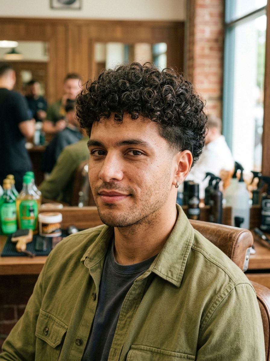 Modern Thick Curly Taper Haircut