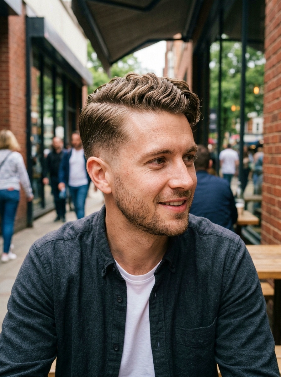 Modern Wavy Comb Over for Fine Hair