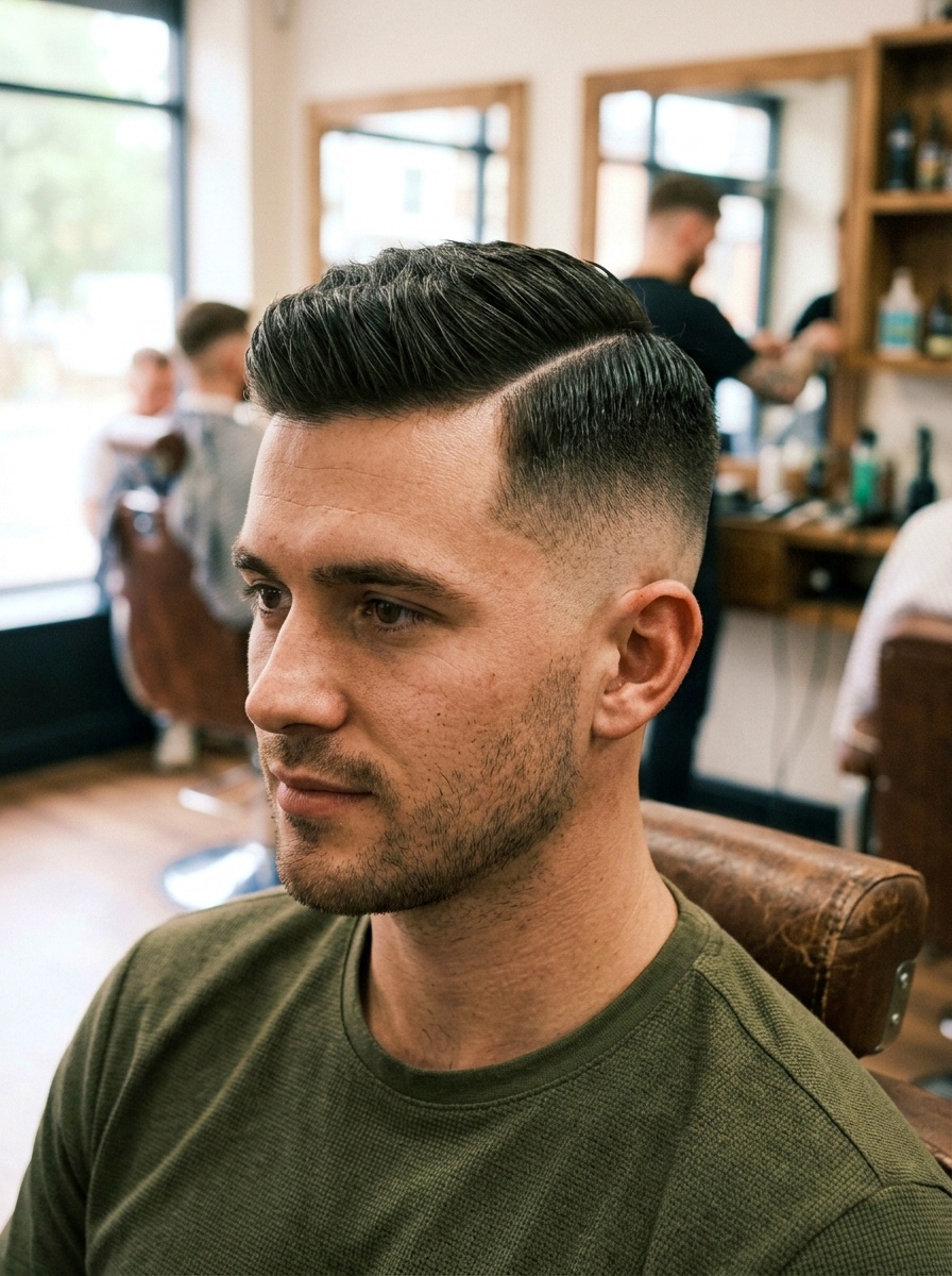 Sharp Thick Side Part Skin Fade