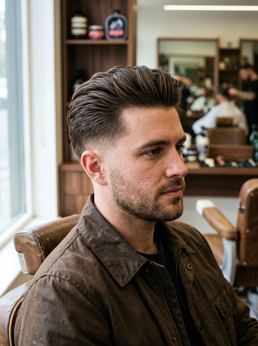 Thick Hair Slick Back Fade